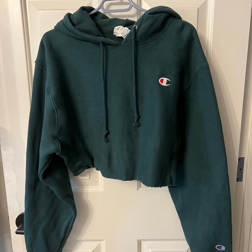 Champion Green Hoodie Cropped-cute but reposhing just a tad too cropped for me.